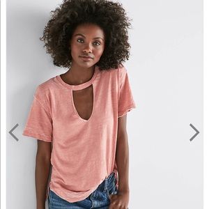 Lucky Brand Venice Burnout Choker Tee